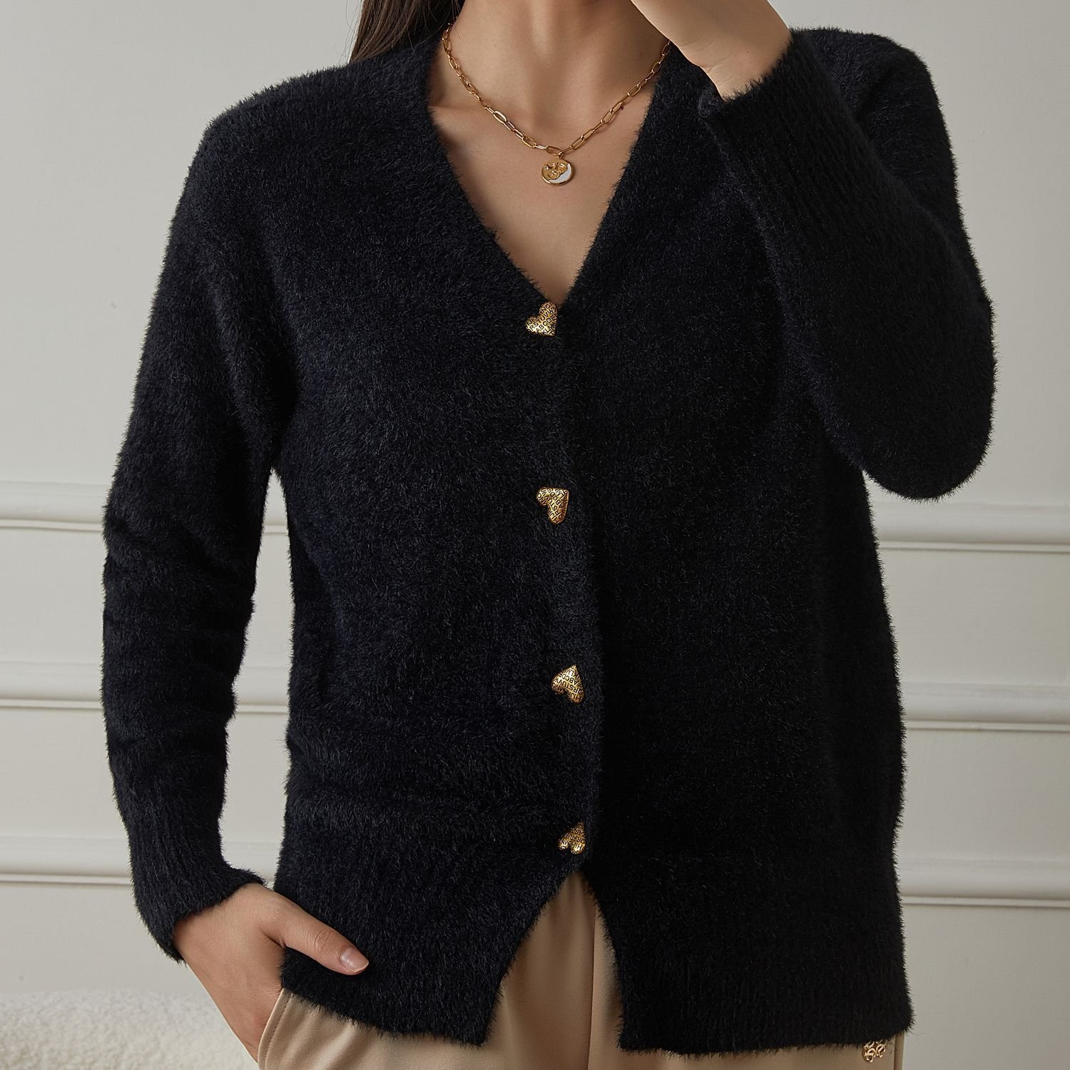 Pulls Femmes Décontracté Plain Printemps / Automne Coton Col V Micro-élasticité Coupe Régulière Trapèze Régulier