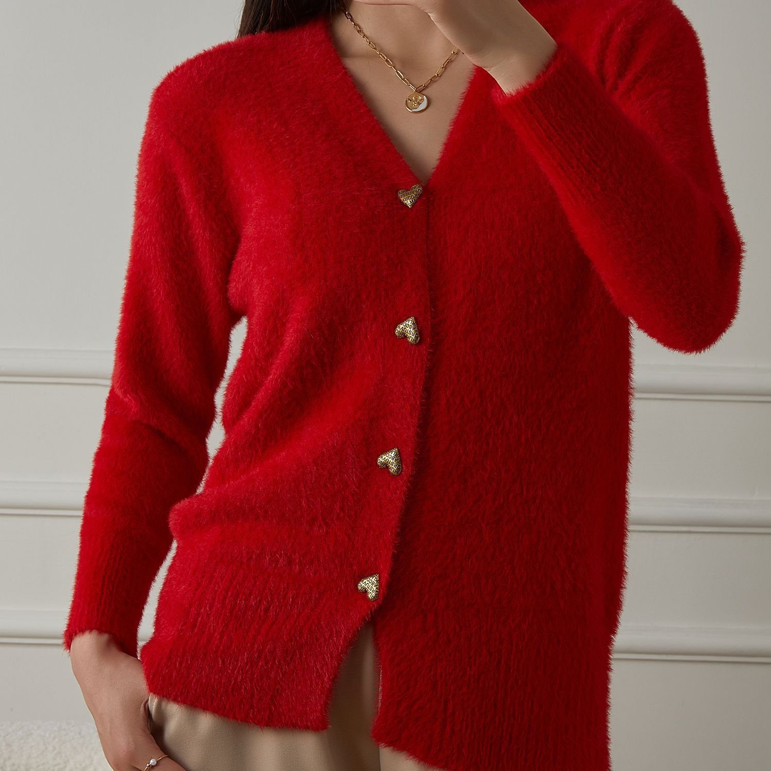 Pulls Femmes Décontracté Plain Printemps / Automne Coton Col V Micro-élasticité Coupe Régulière Trapèze Régulier