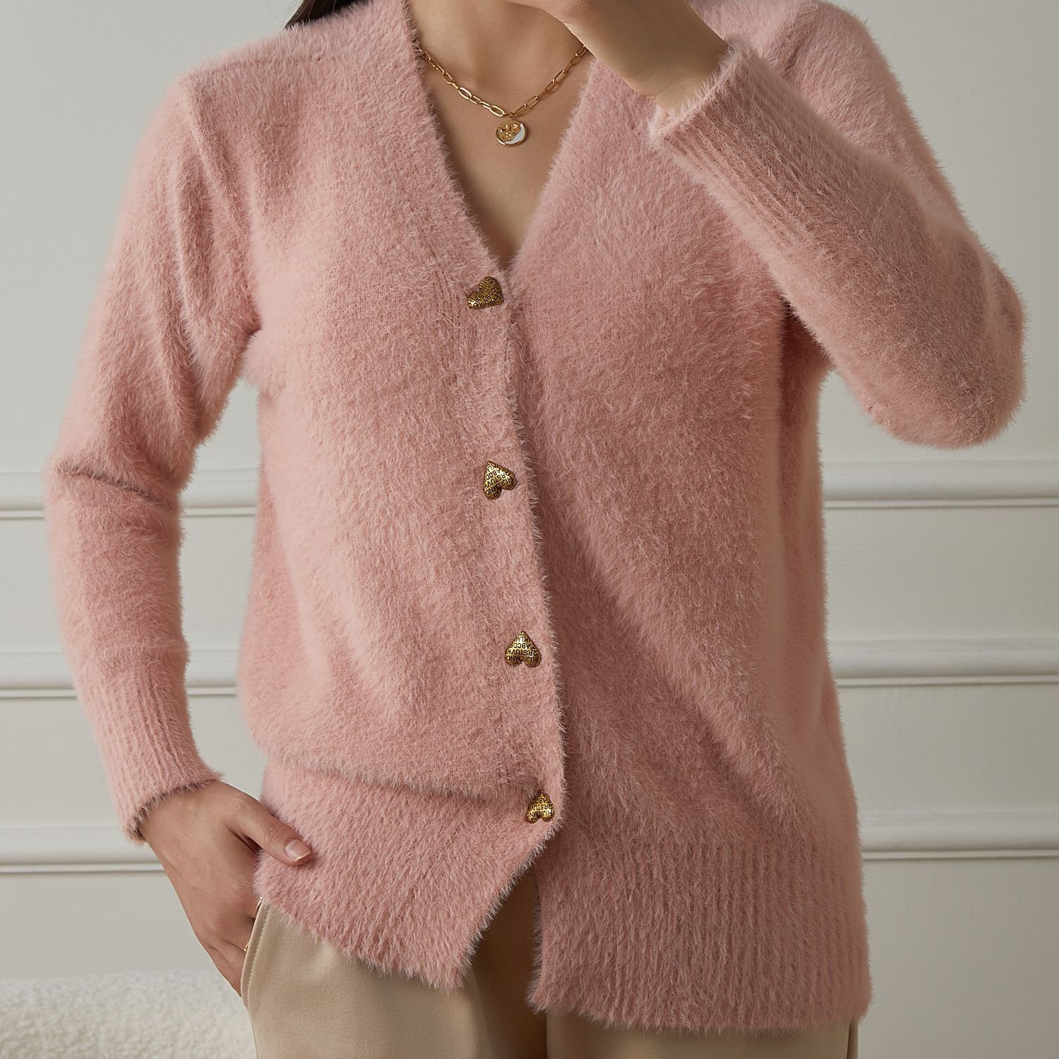 Pulls Femmes Décontracté Plain Printemps / Automne Coton Col V Micro-élasticité Coupe Régulière Trapèze Régulier