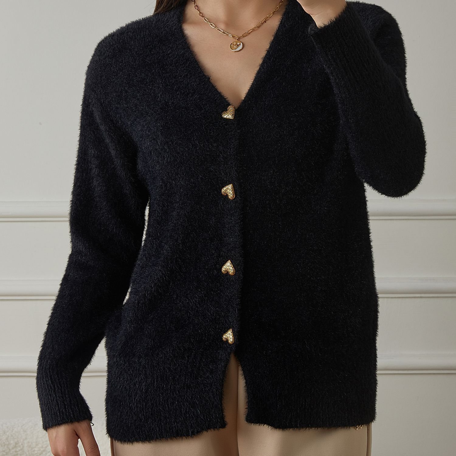 Pulls Femmes Décontracté Plain Printemps / Automne Coton Col V Micro-élasticité Coupe Régulière Trapèze Régulier