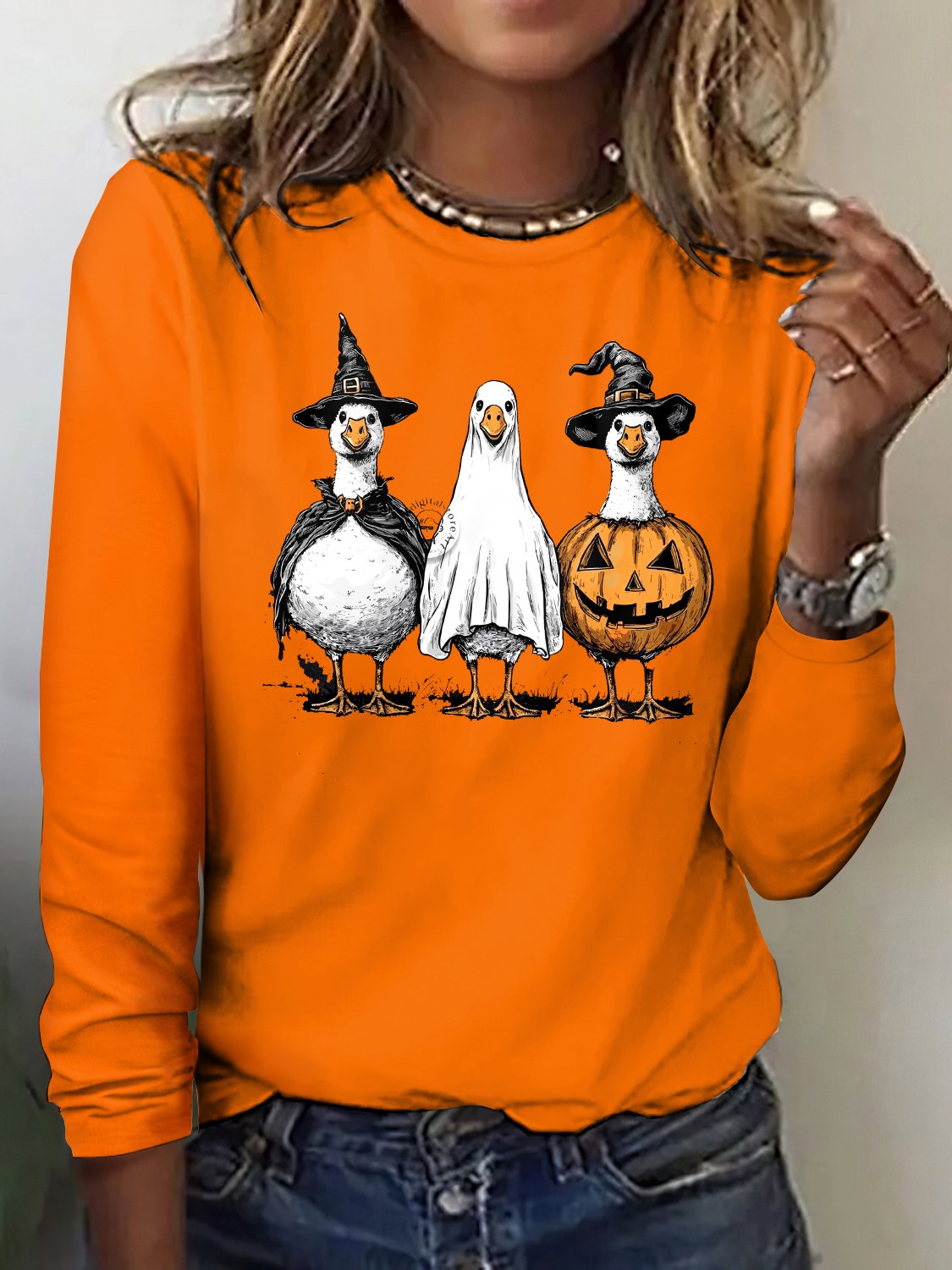 T-shirts Rétro Imprimé d'Animal Printemps / Automne Coton Coupe Régulière Col Rond Régulier Trapèze Régulier pour Femmes