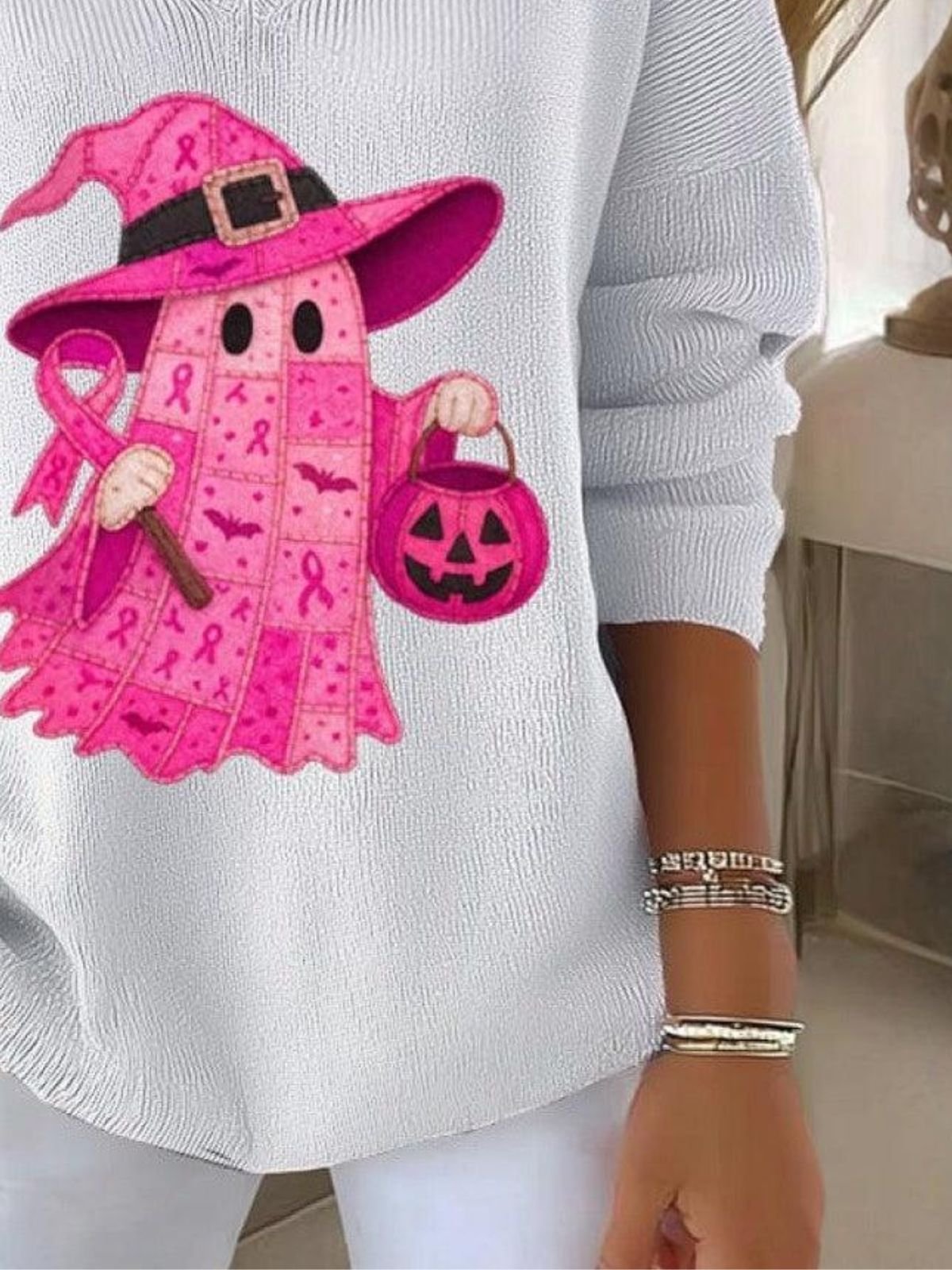 Pulls Femmes Décontracté Printemps / Automne Toussaint Coton Micro-élasticité Quotidien Coupe Régulière Manches Longues Régulier