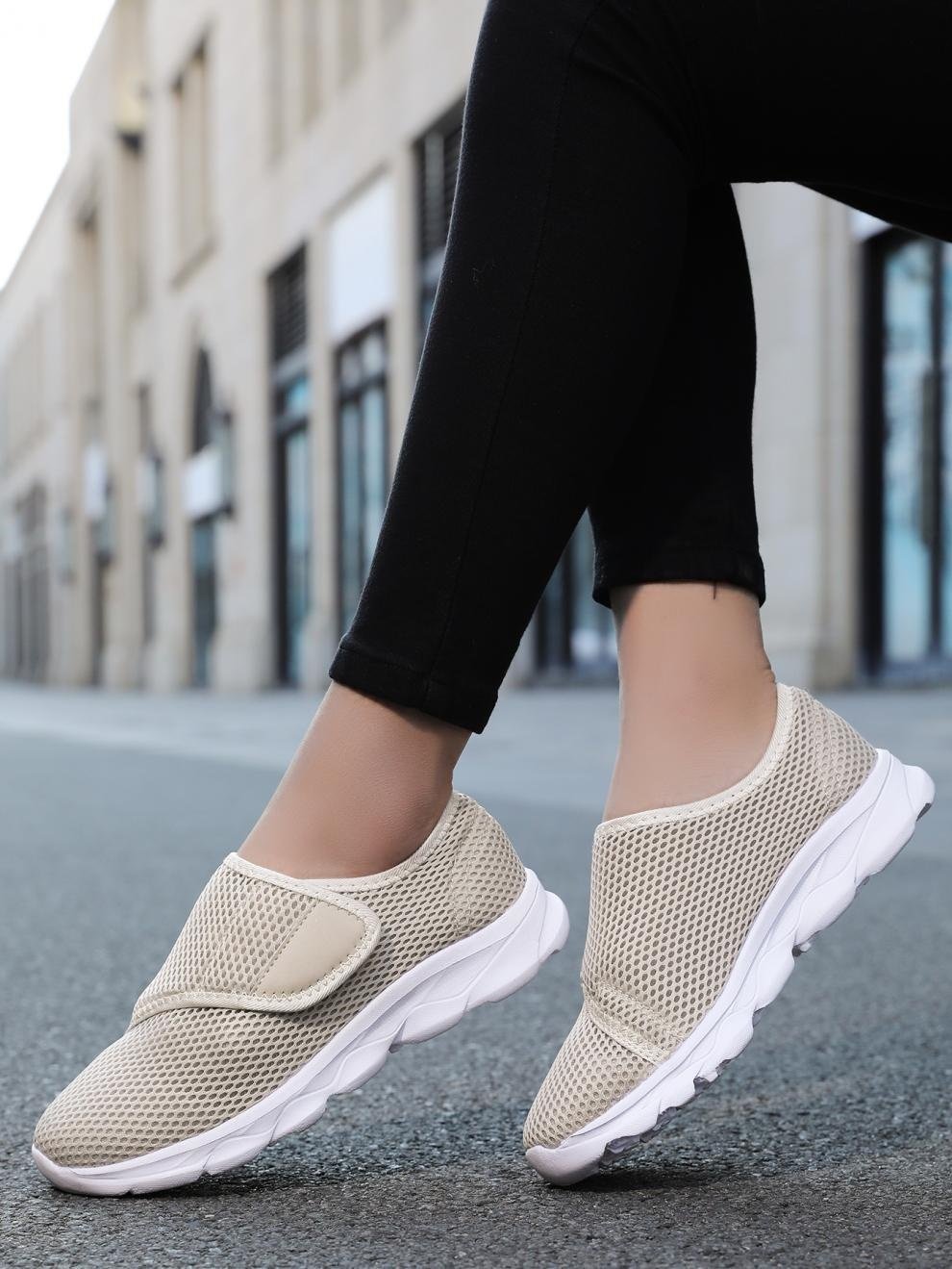 Chaussures Décontractées Femmes Décontracté Plain Toutes Les Saisons Crochet et boucle Sportif & Intérieur Talon Bas Tissu Caoutchouc Chaussures tissées à la mouche