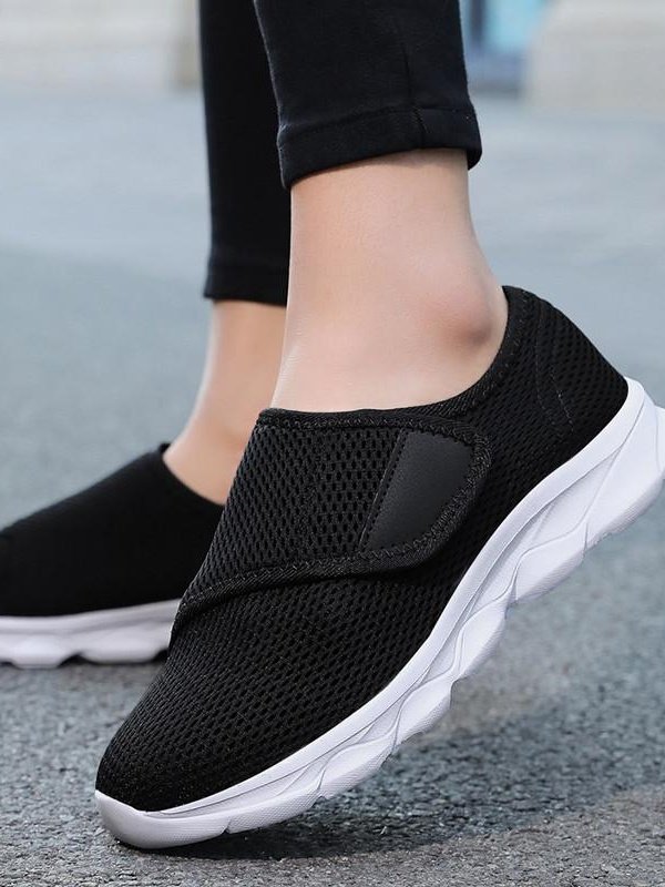 Chaussures Décontractées Femmes Décontracté Plain Toutes Les Saisons Crochet et boucle Sportif & Intérieur Talon Bas Tissu Caoutchouc Chaussures tissées à la mouche