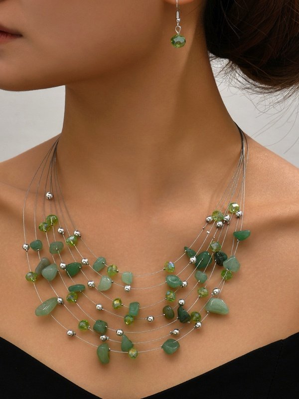 Collier Femmes Géométrique Décontracté Toutes Les Saisons Joint Fendu Festival de musique Métal Rétro Style Chaîne Colliers