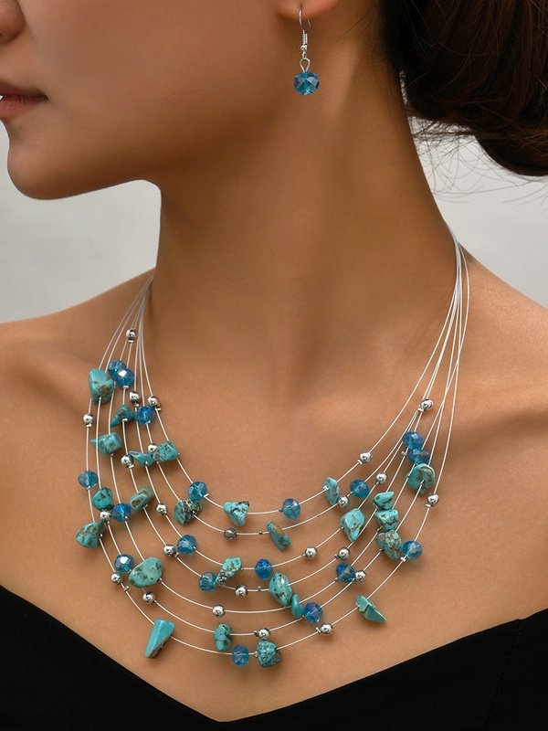 Collier Femmes Géométrique Décontracté Toutes Les Saisons Joint Fendu Festival de musique Métal Rétro Style Chaîne Colliers