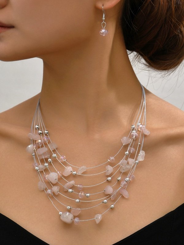 Collier Femmes Géométrique Décontracté Toutes Les Saisons Joint Fendu Festival de musique Métal Rétro Style Chaîne Colliers