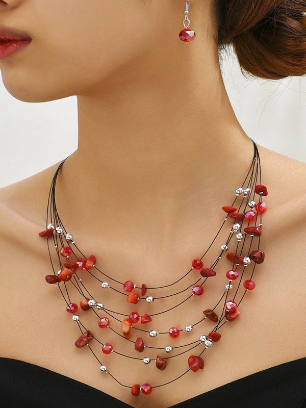 Collier Femmes Géométrique Décontracté Toutes Les Saisons Joint Fendu Festival de musique Métal Rétro Style Chaîne Colliers