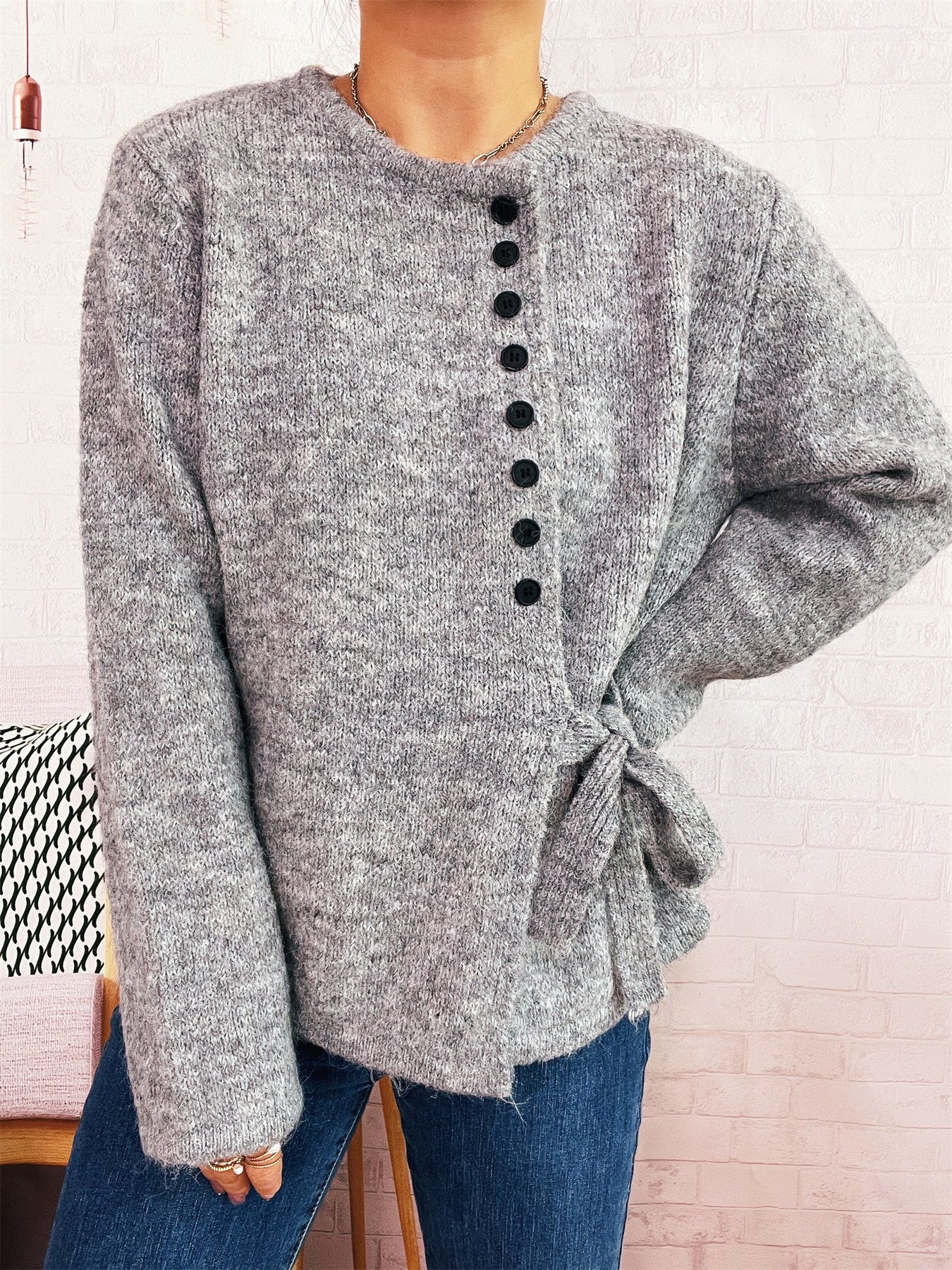 Pulls Femmes Décontracté Plain Printemps / Automne Col V Micro-élasticité Coupe Régulière Régulier Trapèze Régulier