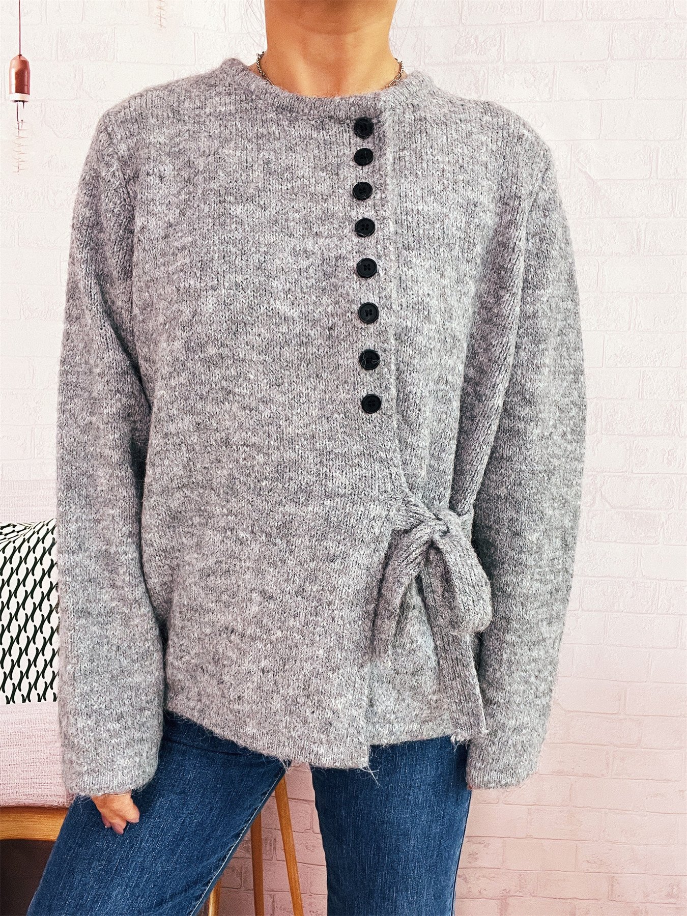 Pulls Femmes Décontracté Plain Printemps / Automne Col V Micro-élasticité Coupe Régulière Régulier Trapèze Régulier