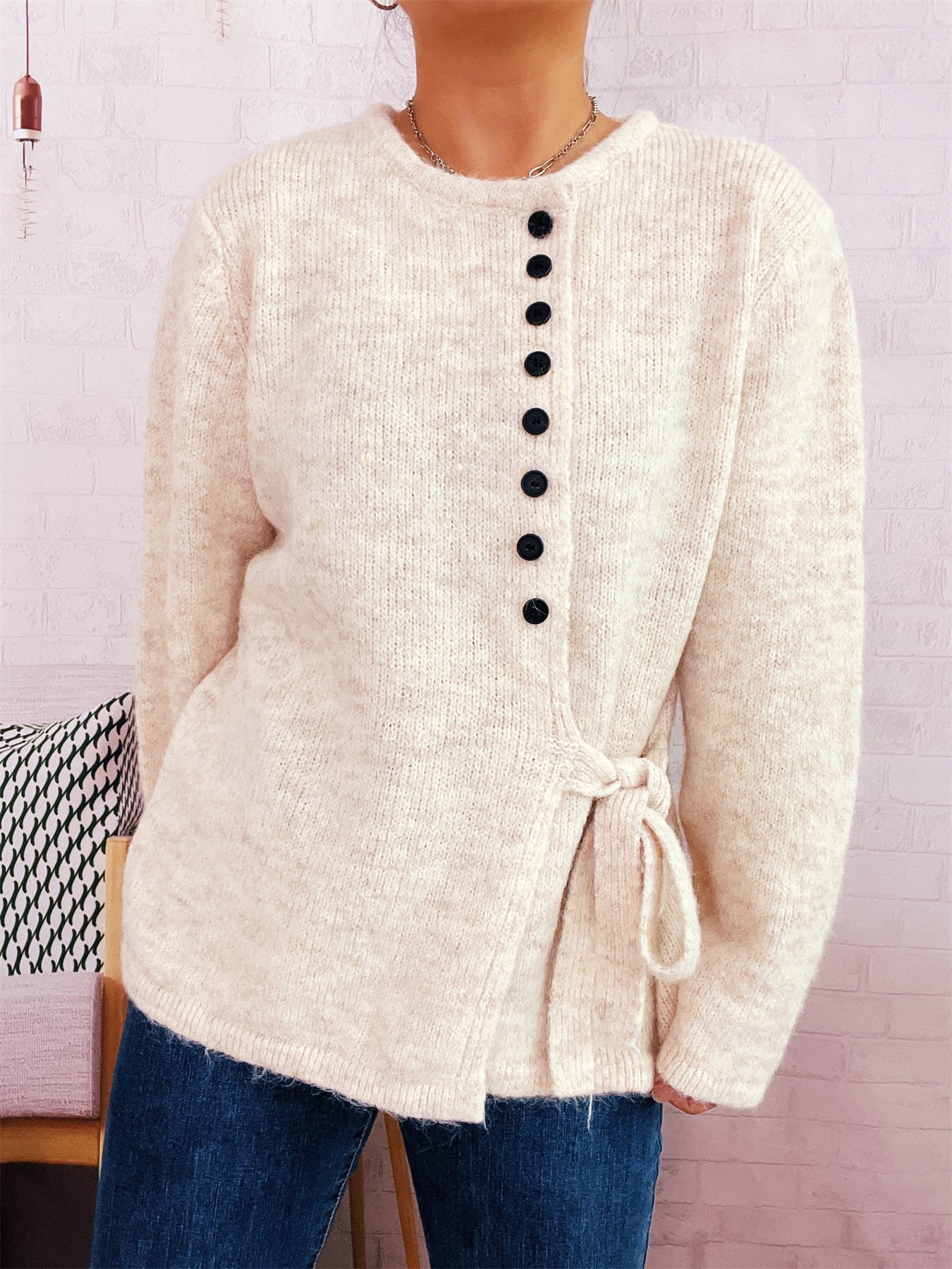 Pulls Femmes Décontracté Plain Printemps / Automne Col V Micro-élasticité Coupe Régulière Régulier Trapèze Régulier