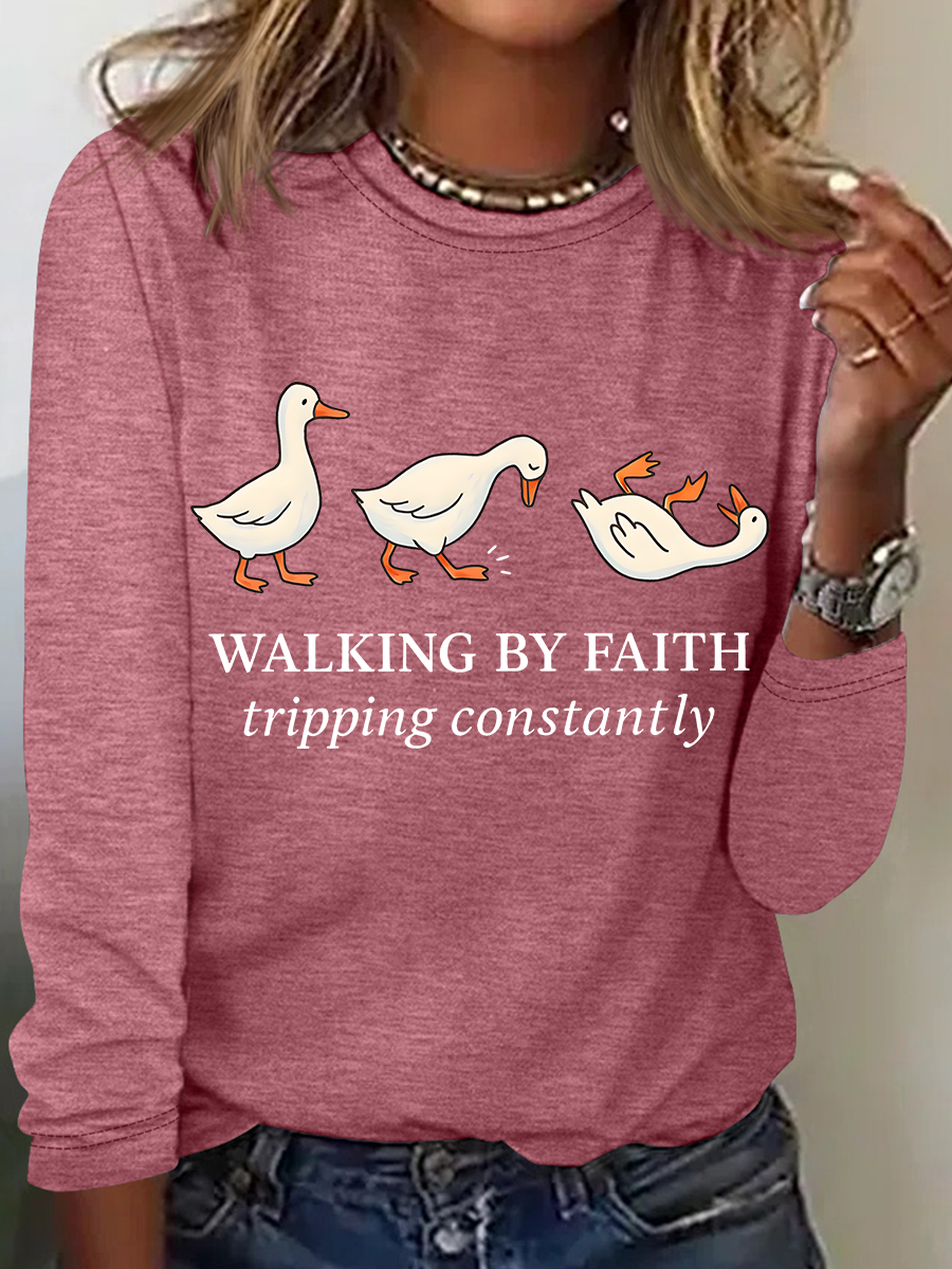 Blouses Décontracté Imprimé d'Animal Printemps / Automne Quotidien Manches Longues en Mélangé de Coton Droit Régulier Élasticité moyenne pour Femmes