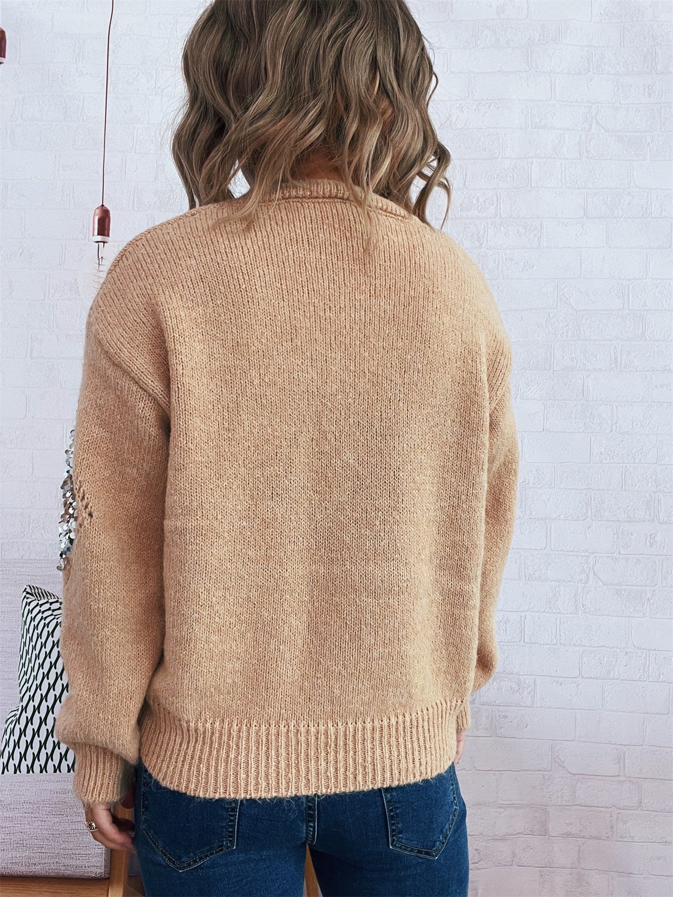 Pulls Femmes Plain Décontracté Printemps / Automne Micro-élasticité Quotidien Coupe Régulière Manches Longues Col Rond Régulier