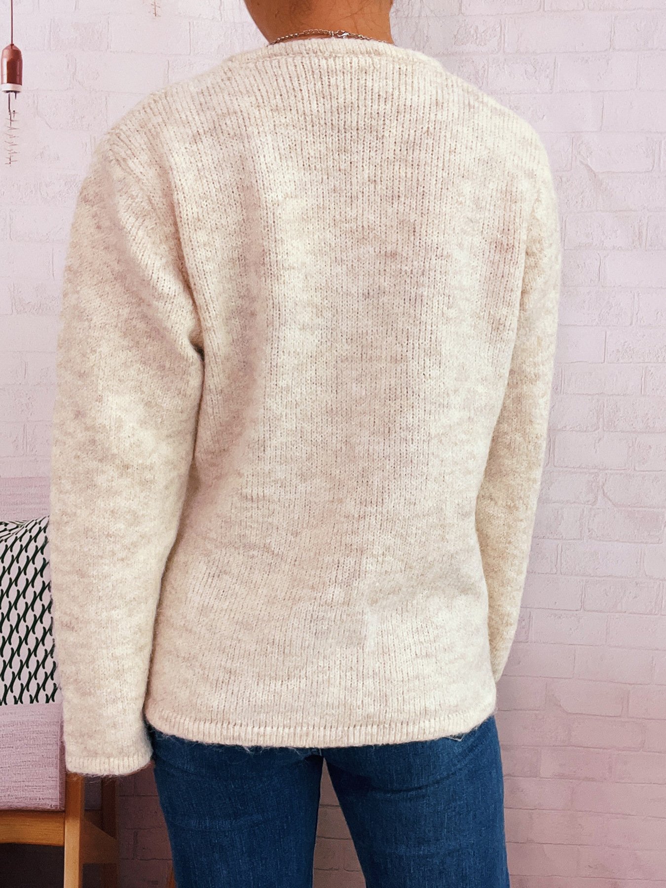Pulls Femmes Décontracté Plain Printemps / Automne Col V Micro-élasticité Coupe Régulière Régulier Trapèze Régulier