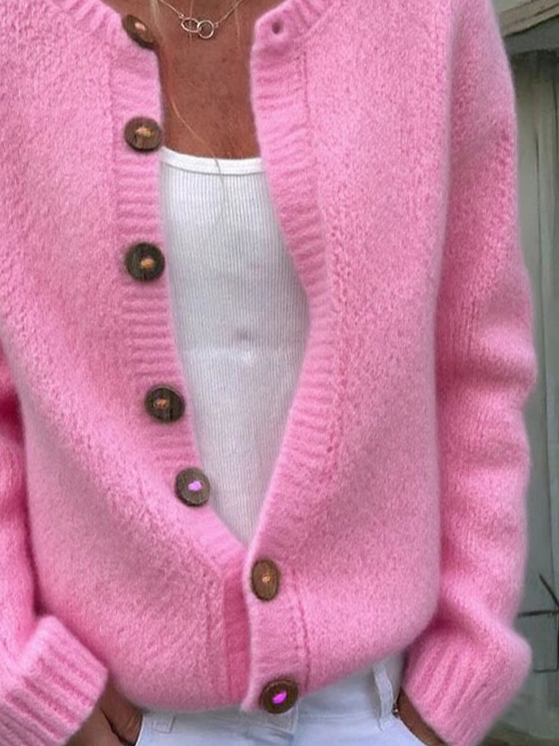 Cardigans Femmes Décontracté Plain Printemps / Automne Domestique Ample Manches Longues Col Rond Régulier Droit