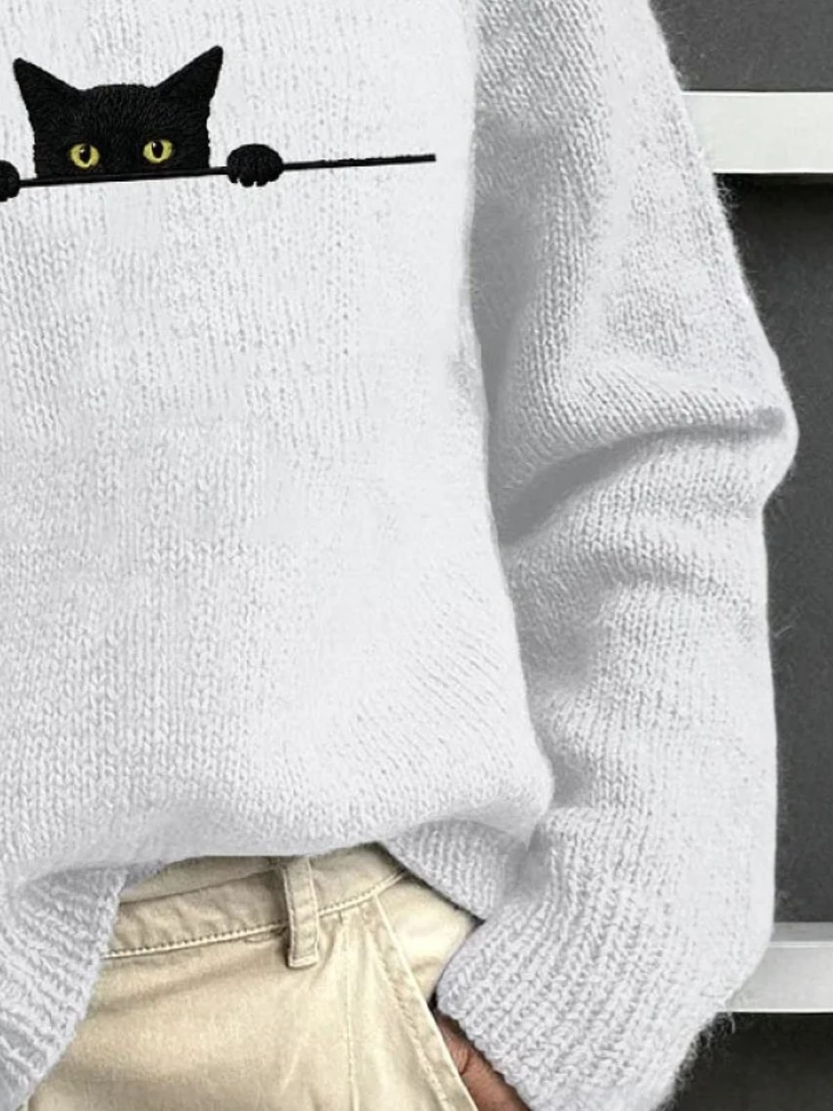 Pulls Femmes Simple Printemps / Automne Chat Polyester Micro-élasticité Coupe Régulière Col Roulé Ligne T Régulier