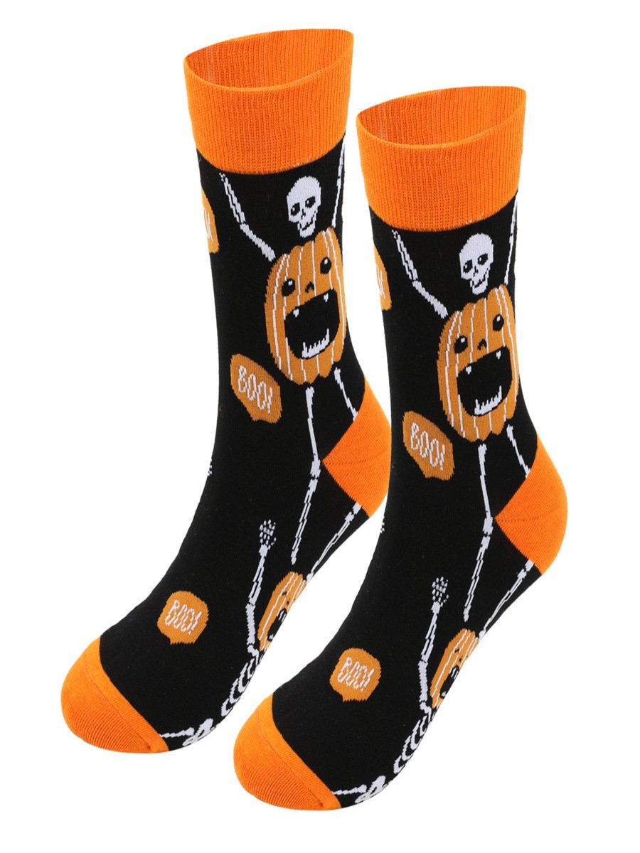 Chaussettes Urbain Toutes Les Saisons Toussaint Coton Imprimé Absorber l'Humidité et Évacuer la Sueur Quotidien Toussaint Régulier pour Femmes
