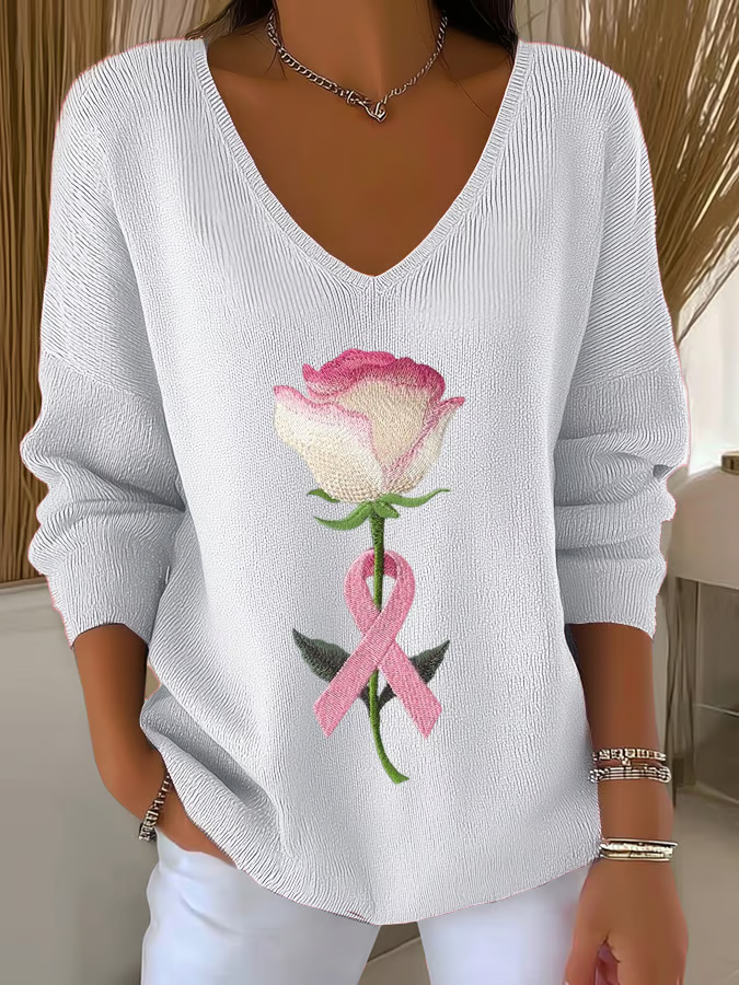 Pulls impression en 3D Décontracté Printemps / Automne Col V Micro-élasticité Quotidien Manches Longues Trapèze Régulier pour Femmes
