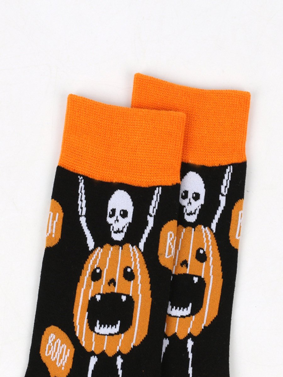 Chaussettes Urbain Toutes Les Saisons Toussaint Coton Imprimé Absorber l'Humidité et Évacuer la Sueur Quotidien Toussaint Régulier pour Femmes