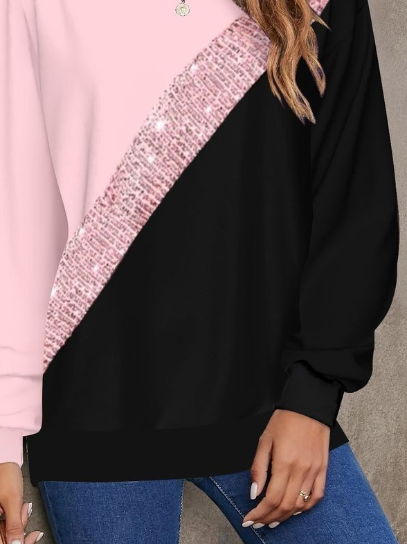 Sweat-shirts Femmes Décontracté Printemps / Automne Multicolore Bloc Polyester Imprimé Quotidien Ample Régulier Régulier