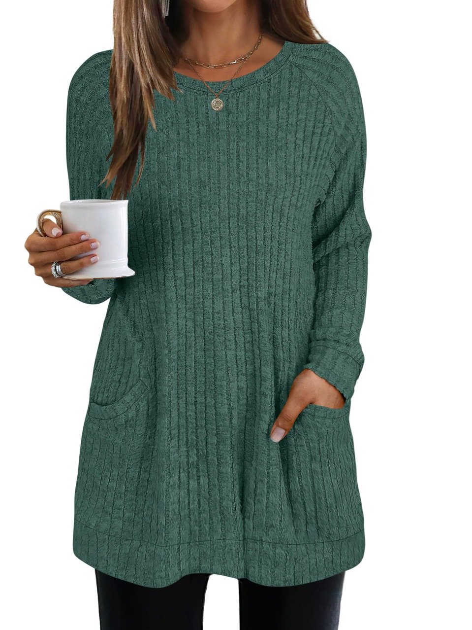 T-shirts Femmes Décontracté Plain Printemps / Automne Coton Micro-élasticité Manches Longues Col Rond Régulier Régulier