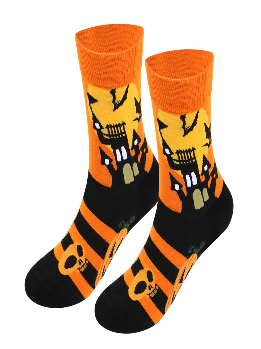 Chaussettes Urbain Toutes Les Saisons Toussaint Coton Imprimé Absorber l'Humidité et Évacuer la Sueur Quotidien Toussaint Régulier pour Femmes