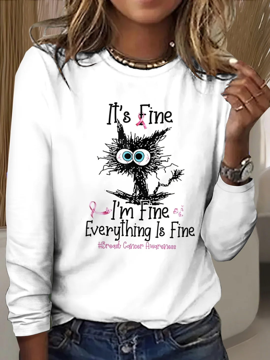 T-shirts Femmes Décontracté Imprimé d'Animal Printemps / Automne Coton Micro-élasticité Col Rond Régulier Trapèze Régulier
