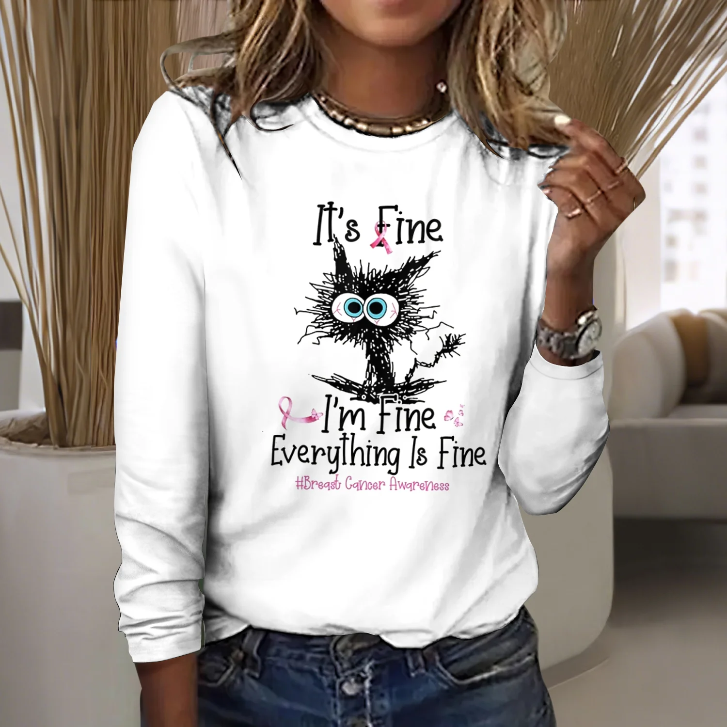 T-shirts Femmes Décontracté Imprimé d'Animal Printemps / Automne Coton Micro-élasticité Col Rond Régulier Trapèze Régulier