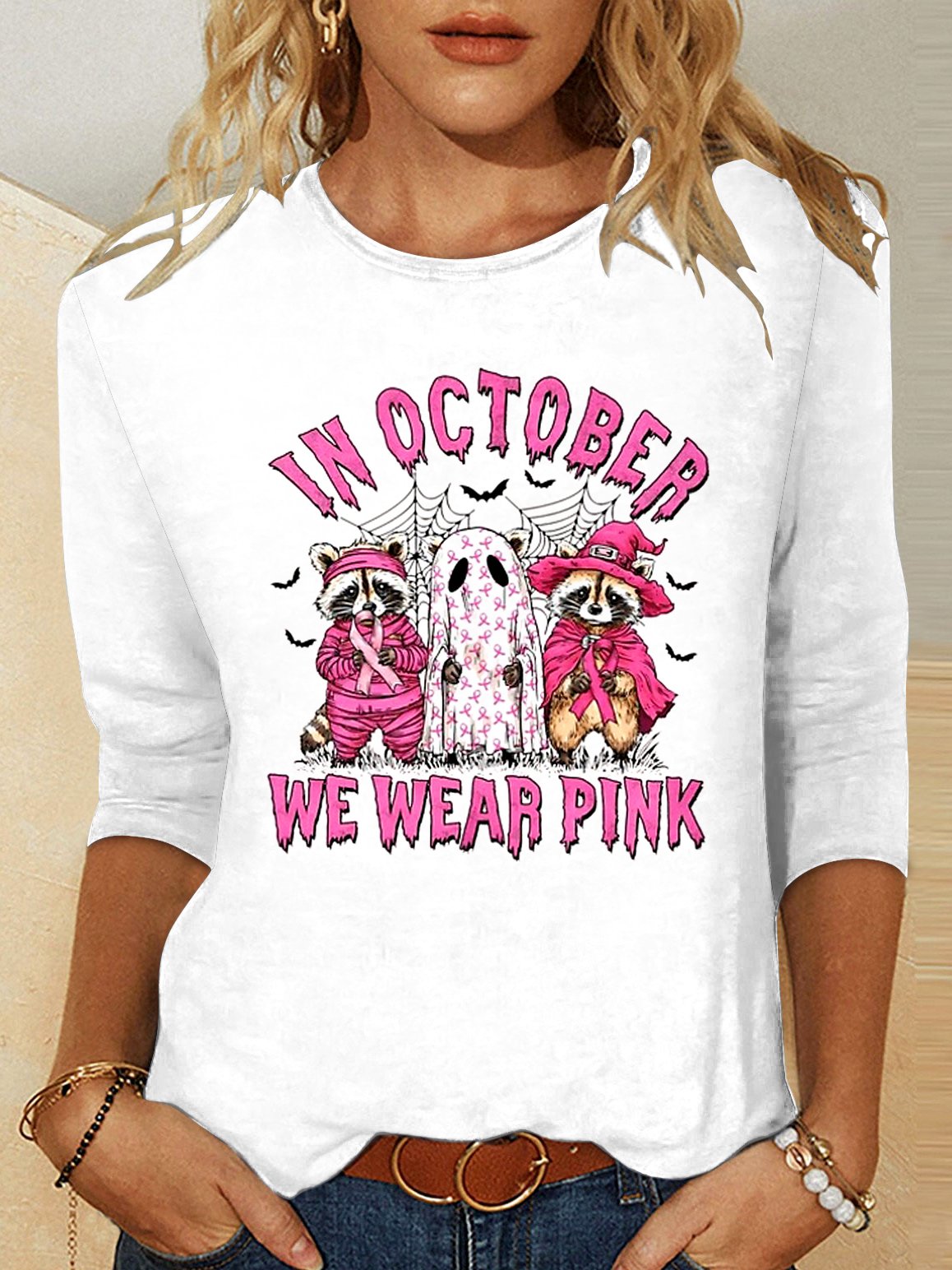 T-shirts Femmes Décontracté Imprimé d'Animal Printemps / Automne Micro-élasticité Manches Longues Col Rond Régulier Trapèze Régulier
