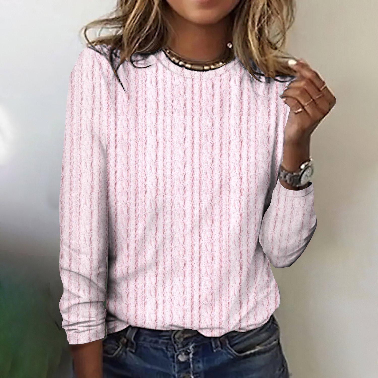 T-shirts Géométrique Décontracté Printemps / Automne Micro-élasticité Quotidien Coupe Régulière Col Rond Trapèze Régulier pour Femmes