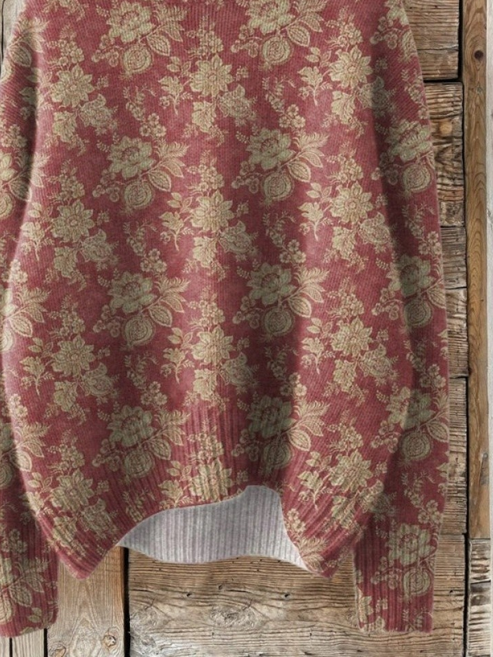 Pulls Femmes Décontracté Floral Printemps / Automne Imprimé Quotidien Manches Longues Col Roulé Droit Élasticité moyenne