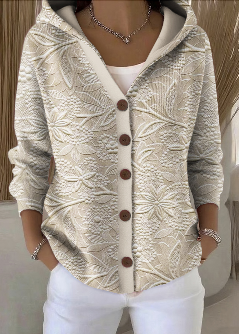 Cardigans Femmes Décontracté Floral Printemps / Automne Quotidien Coupe Régulière Manches Longues Trapèze Régulier Élasticité moyenne
