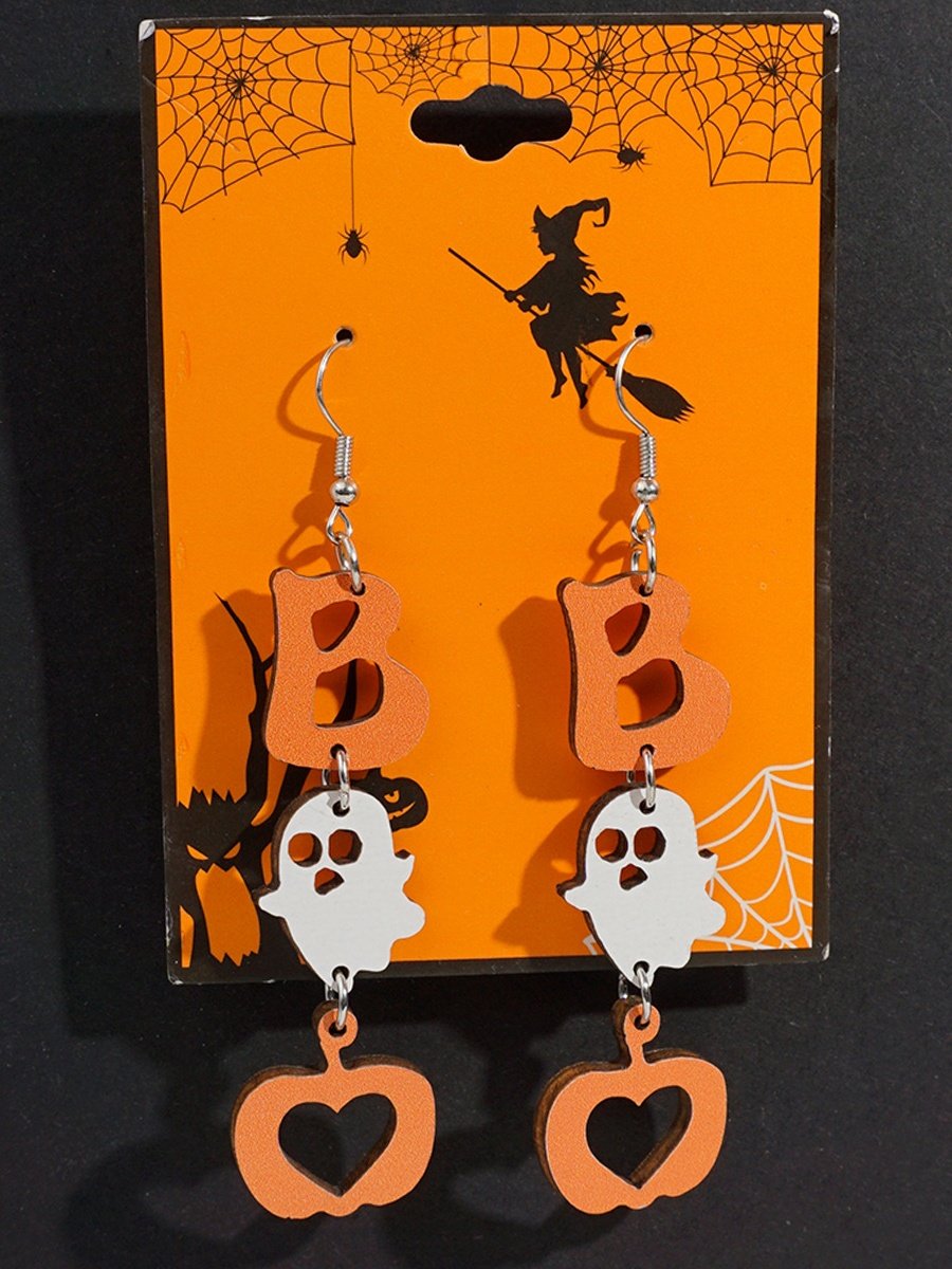 Boucles d'Oreilles Sexy Dessin Animé Toutes Les Saisons Panneau Sortie Toussaint Pendre en Bois pour Femmes