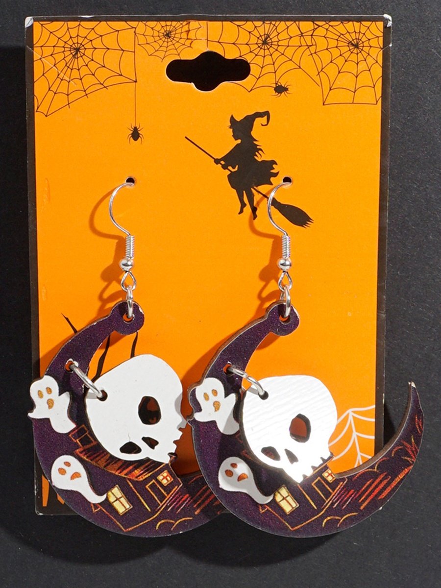 Boucles d'Oreilles Sexy Dessin Animé Toutes Les Saisons Panneau Sortie Toussaint Pendre en Bois pour Femmes