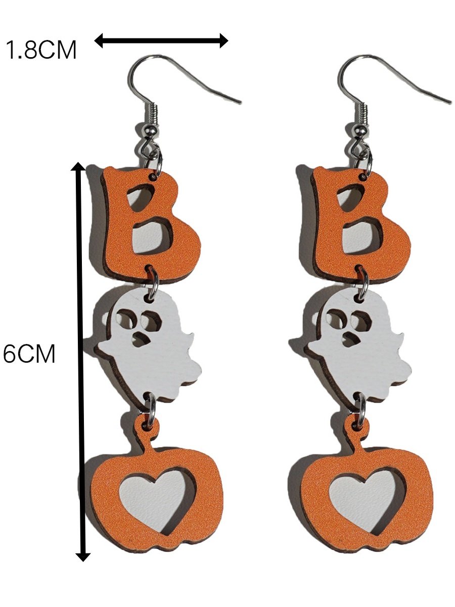 Boucles d'Oreilles Sexy Dessin Animé Toutes Les Saisons Panneau Sortie Toussaint Pendre en Bois pour Femmes