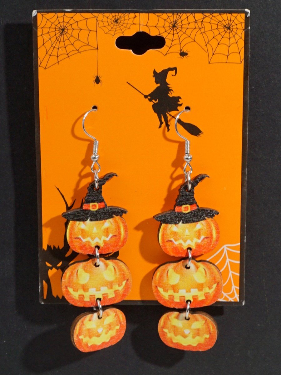 Boucles d'Oreilles Sexy Dessin Animé Toutes Les Saisons Panneau Sortie Toussaint Pendre en Bois pour Femmes