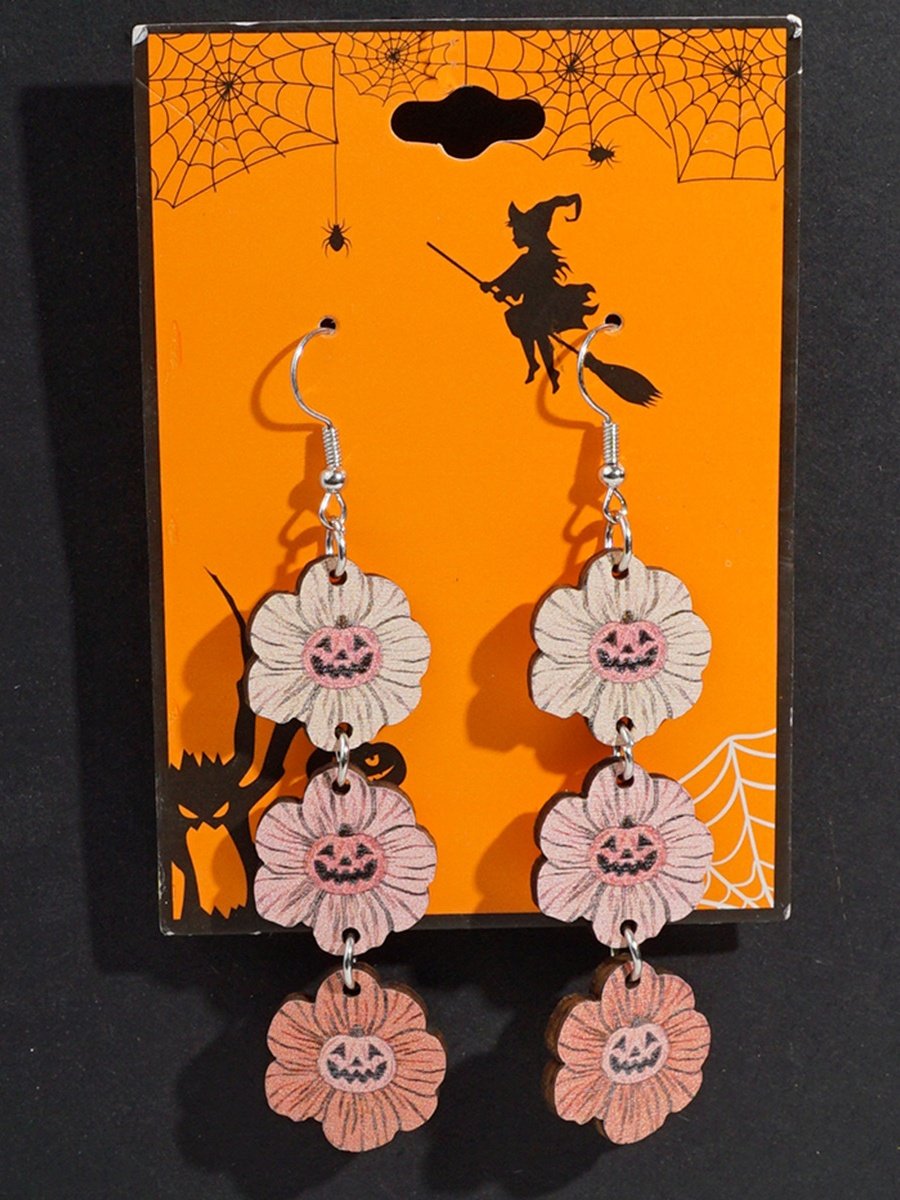Boucles d'Oreilles Sexy Dessin Animé Toutes Les Saisons Panneau Sortie Toussaint Pendre en Bois pour Femmes