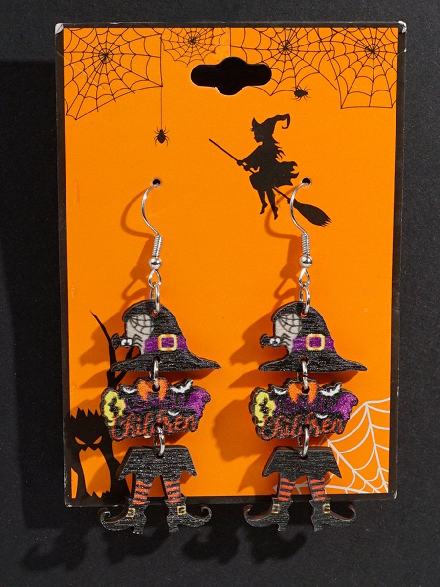 Boucles d'Oreilles Sexy Dessin Animé Toutes Les Saisons Panneau Sortie Toussaint Pendre en Bois pour Femmes
