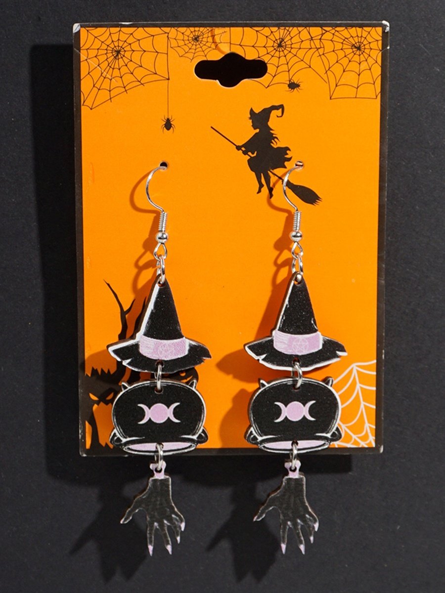 Boucles d'Oreilles Sexy Dessin Animé Toutes Les Saisons Panneau Sortie Toussaint Pendre en Bois pour Femmes