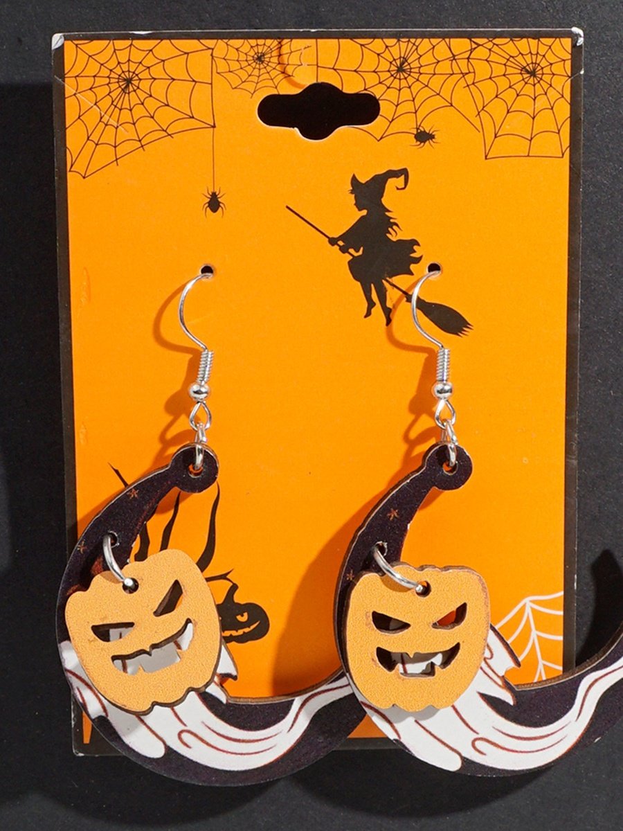 Boucles d'Oreilles Sexy Dessin Animé Toutes Les Saisons Panneau Sortie Toussaint Pendre en Bois pour Femmes