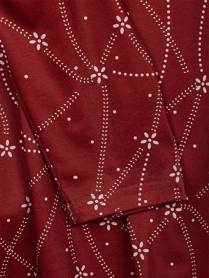 T-shirts Femmes Floral Rétro Printemps / Automne Micro-élasticité Ample Jersey Régulier Droit Régulier