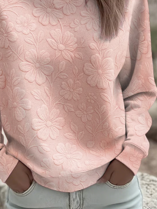 Sweat-shirts Femmes Décontracté Floral Printemps / Automne Polyester Aucune élasticité Ample Col Rond Droit Régulier