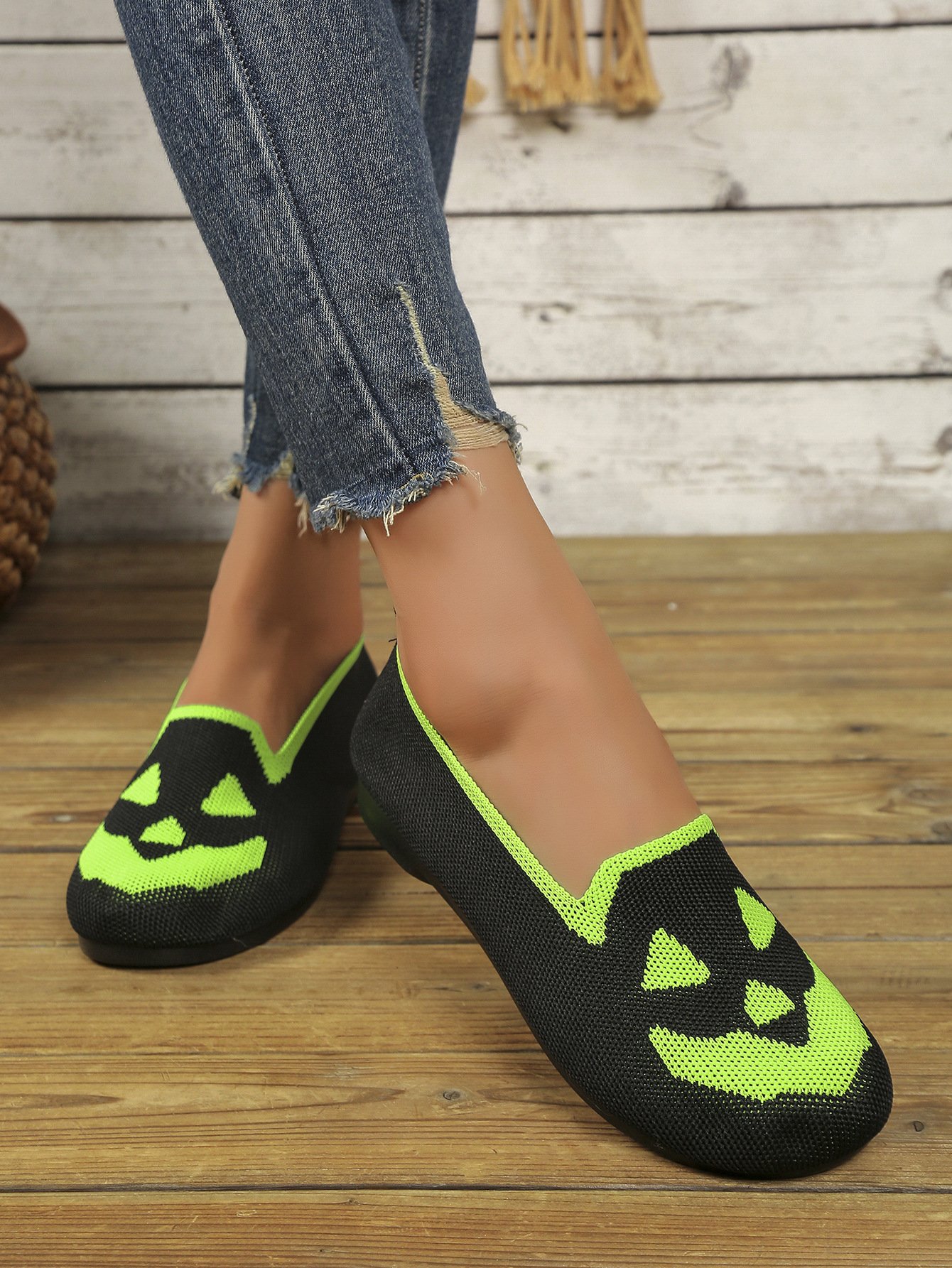 Chaussures à Tige Basse Géométrique Décontracté Toutes Les Saisons Vacances à Talon Plat Toile Caoutchouc à Enfiler Chaussures à Tige Basse pour Femmes