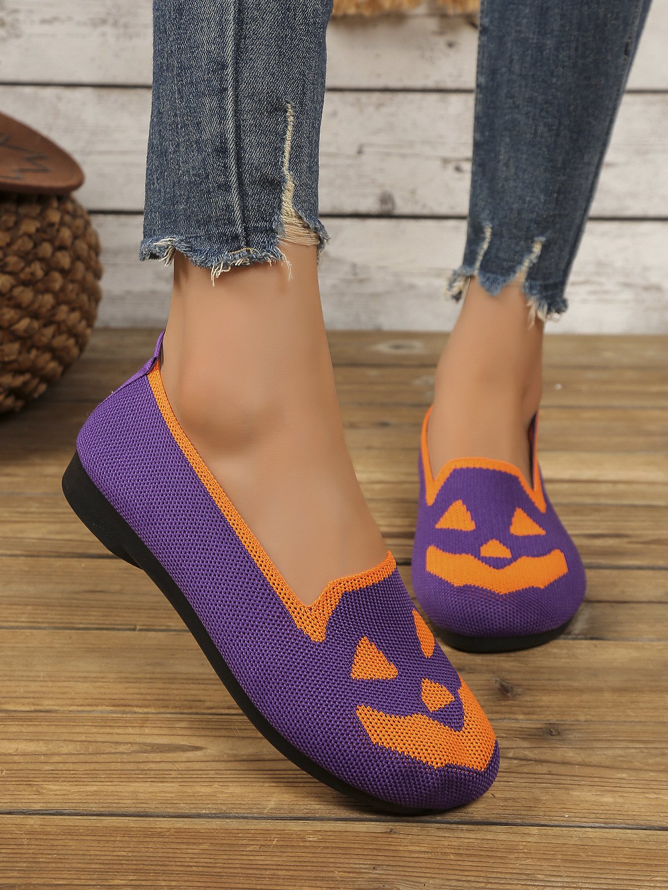 Chaussures à Tige Basse Géométrique Décontracté Toutes Les Saisons Vacances à Talon Plat Toile Caoutchouc à Enfiler Chaussures à Tige Basse pour Femmes
