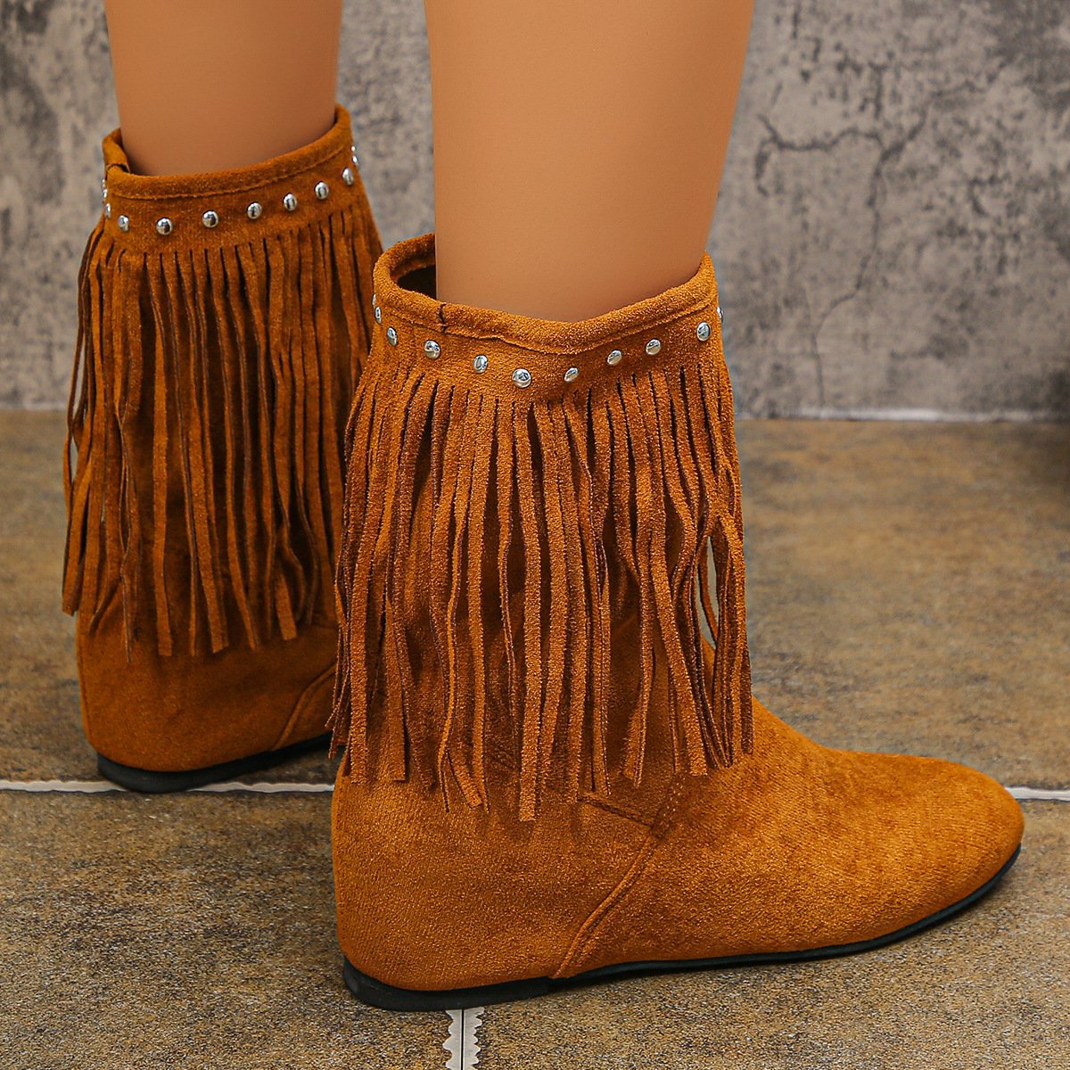Bottes Femme Décontracté Plain Automne Quotidien Suède Talon Bas Bout Fermé PU Caoutchouc