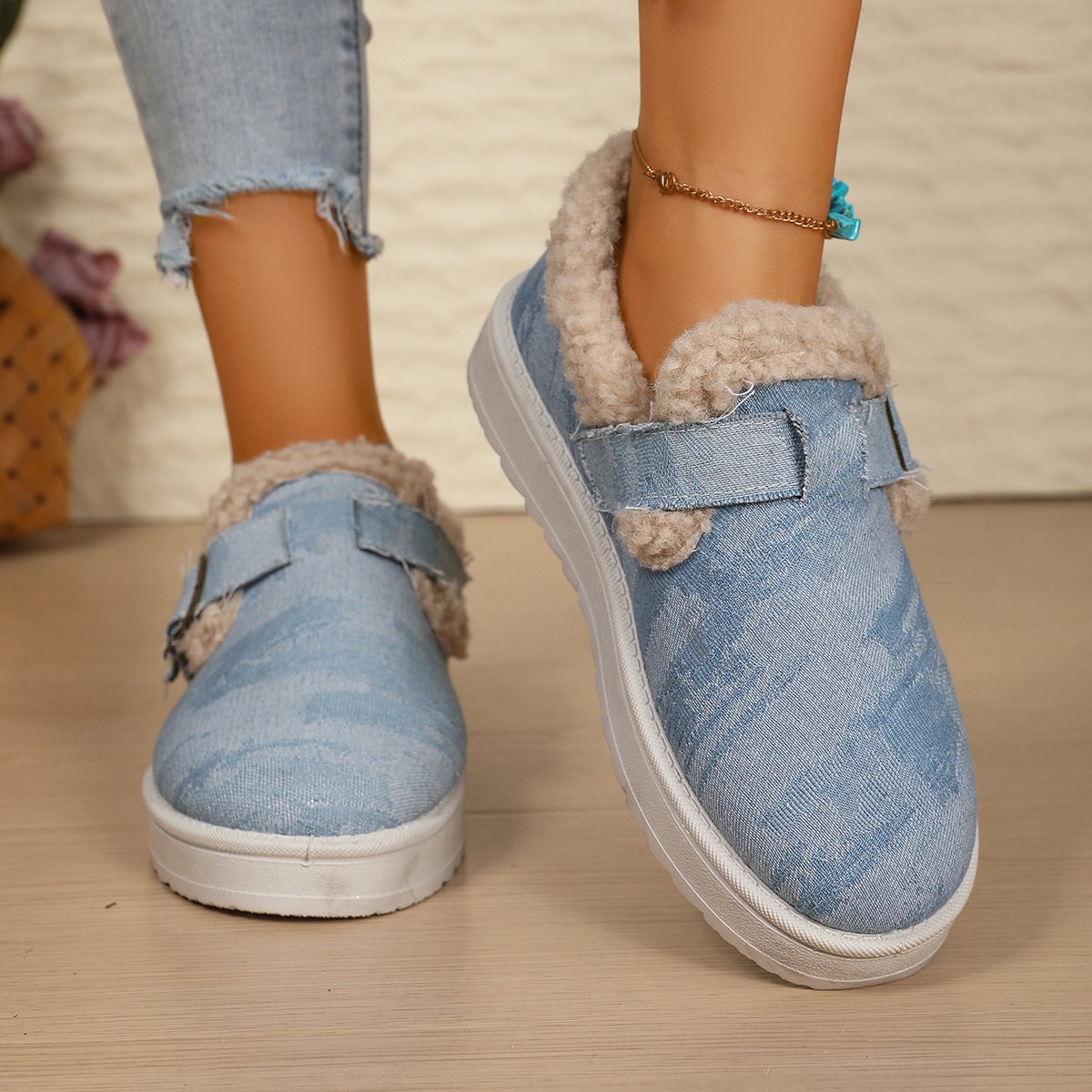 Chaussures à Tige Basse Femmes Décontracté Bloc de Couleur Toutes Les Saisons Polyester Quotidien à Talon Plat Bout Fermé Caoutchouc à Enfiler