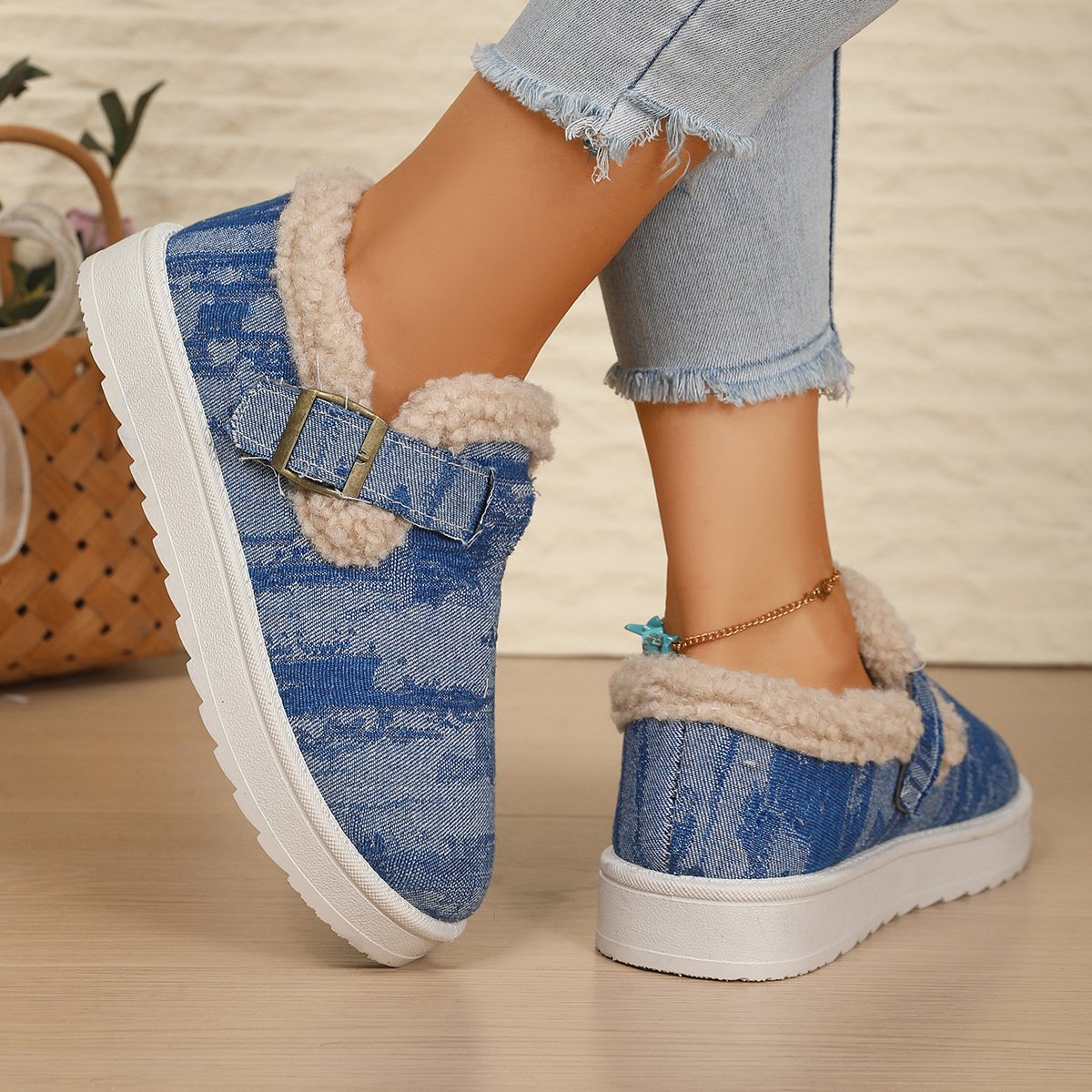 Chaussures à Tige Basse Femmes Décontracté Bloc de Couleur Toutes Les Saisons Polyester Quotidien à Talon Plat Bout Fermé Caoutchouc à Enfiler