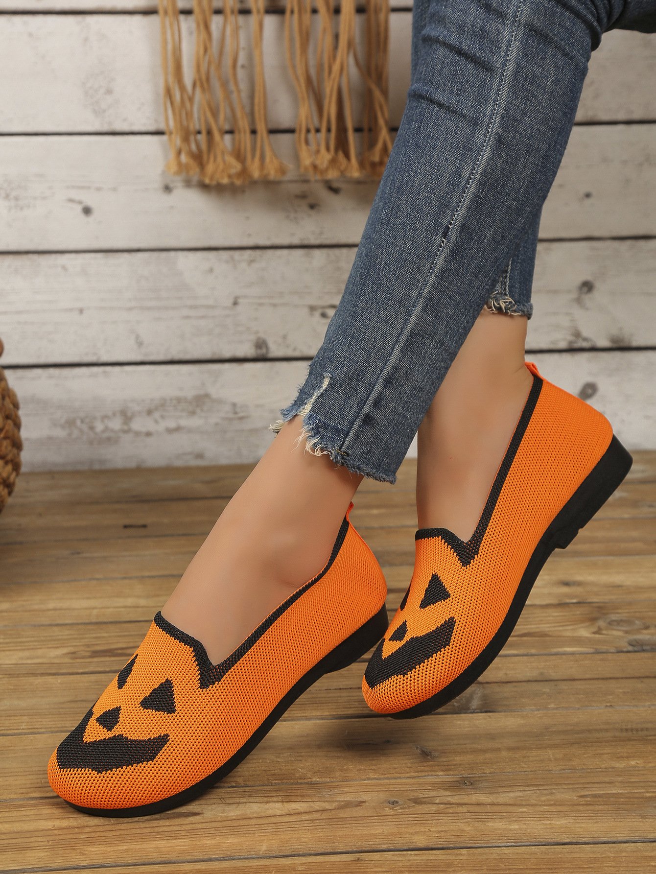 Chaussures à Tige Basse Géométrique Décontracté Toutes Les Saisons Vacances à Talon Plat Toile Caoutchouc à Enfiler Chaussures à Tige Basse pour Femmes