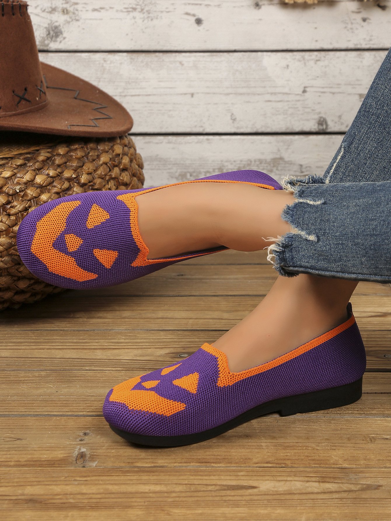 Chaussures à Tige Basse Géométrique Décontracté Toutes Les Saisons Vacances à Talon Plat Toile Caoutchouc à Enfiler Chaussures à Tige Basse pour Femmes