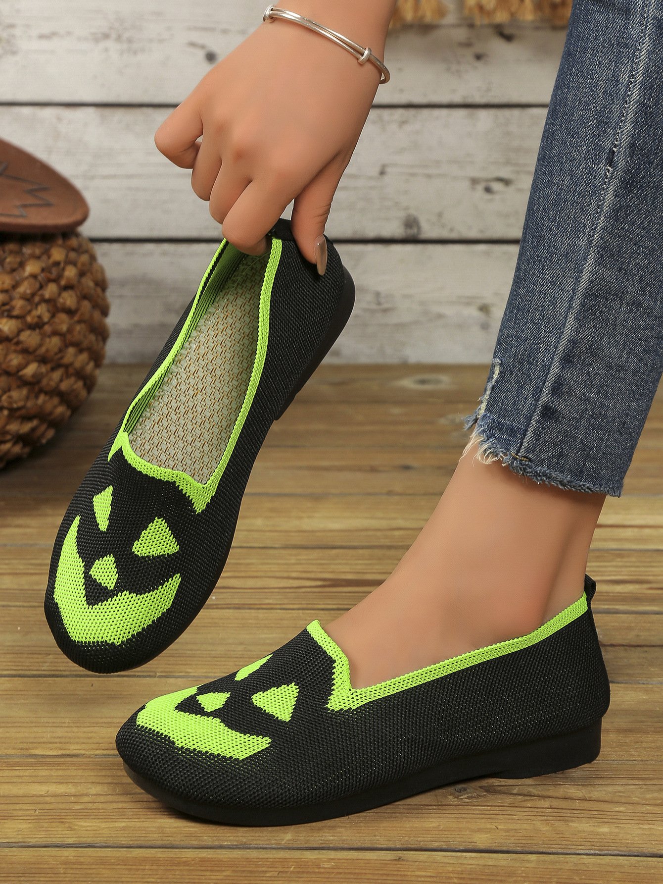 Chaussures à Tige Basse Géométrique Décontracté Toutes Les Saisons Vacances à Talon Plat Toile Caoutchouc à Enfiler Chaussures à Tige Basse pour Femmes